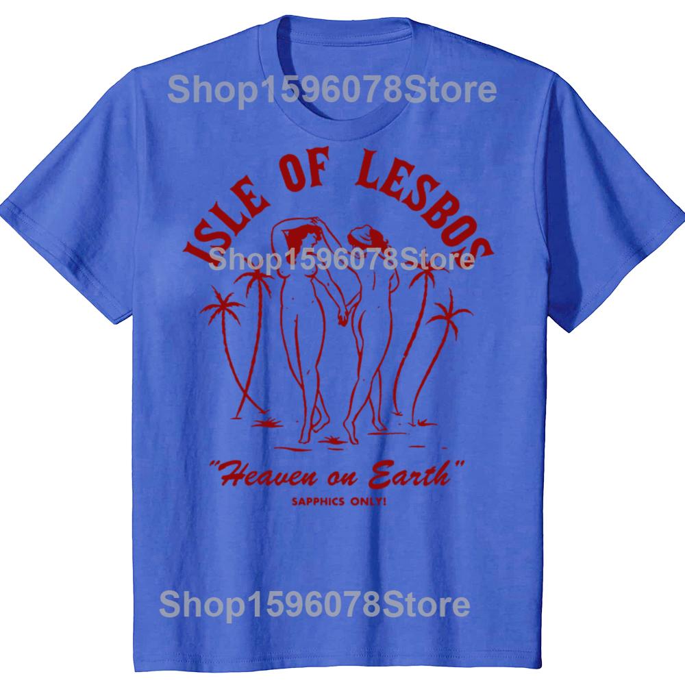 LGBT Clothes ISLE OF LESBOS Lesbian Couple Rainbow Gift for Pride Month T Shirts Gay Lovers Couples Matching T Shirt Y2k Tops