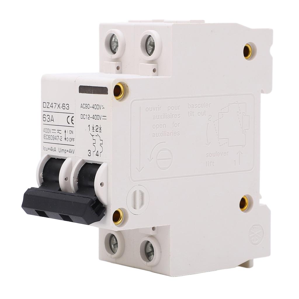 AC DC Miniature Circuit Breaker 63A 2P DIN Guide Rail Flame Retardant Circuit Breaker for Solar