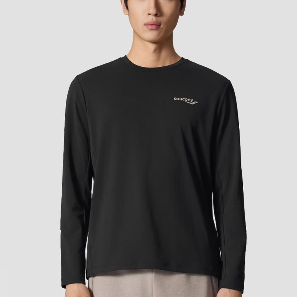 SAUCONY Soft Comfortable Skin-Friendly Round Neck Long Sleeve Knit Top Unisex Tops Black SA2269LT22L-BK001