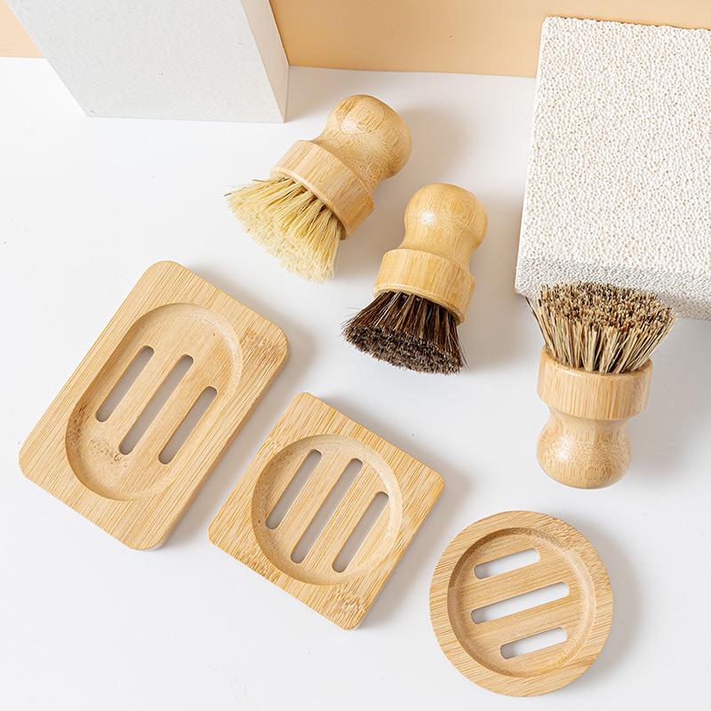 Bambus Küchenbürsten Set: Kurzstielige Geschirr- und Topfreinigung mit Sisalborsten