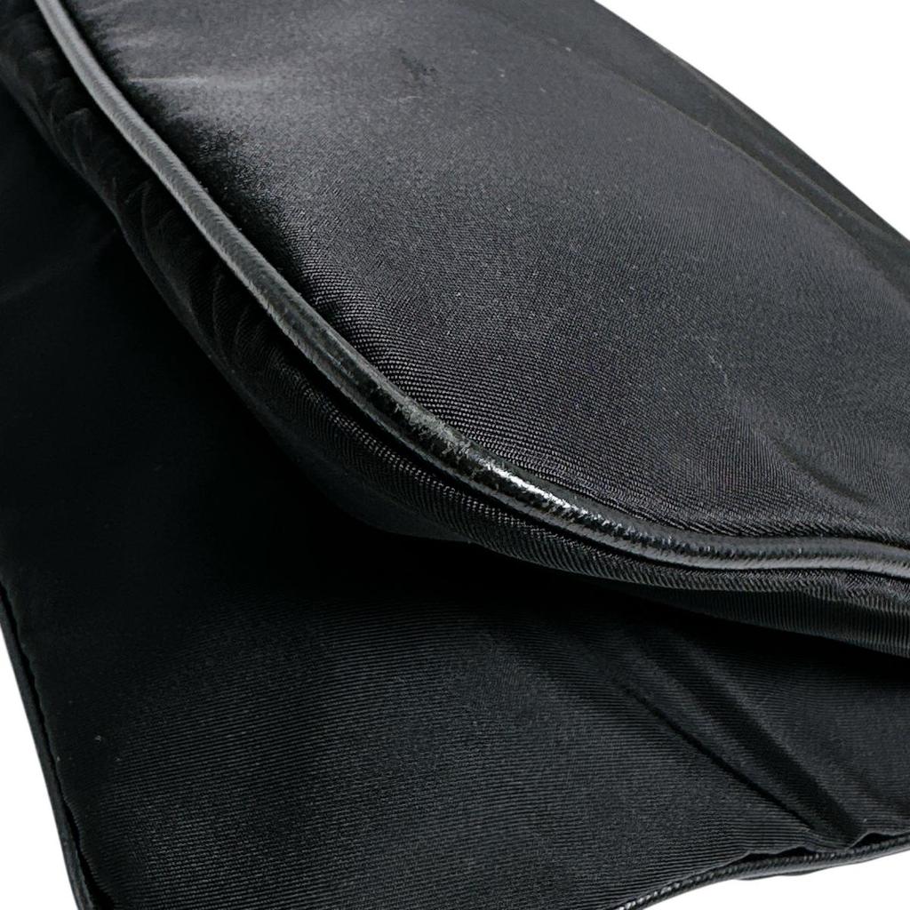 Prada Diagonally Hung Triangle Logo Shoulder Bag Nylon Black Unisex Used