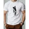 Men's Short Sleeve T-Shirt - Summer Casual Solid Color Round Neck Tee with Wolf, Short Cut Fit for Hot Weather, Versatile Casual Wear Suitable