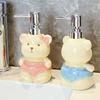 Soap Dispenser Creative Ceramic Bear Lotion Bottle for Household Bathroom Hand Sanitizer Dispensing Bottle with Press Button