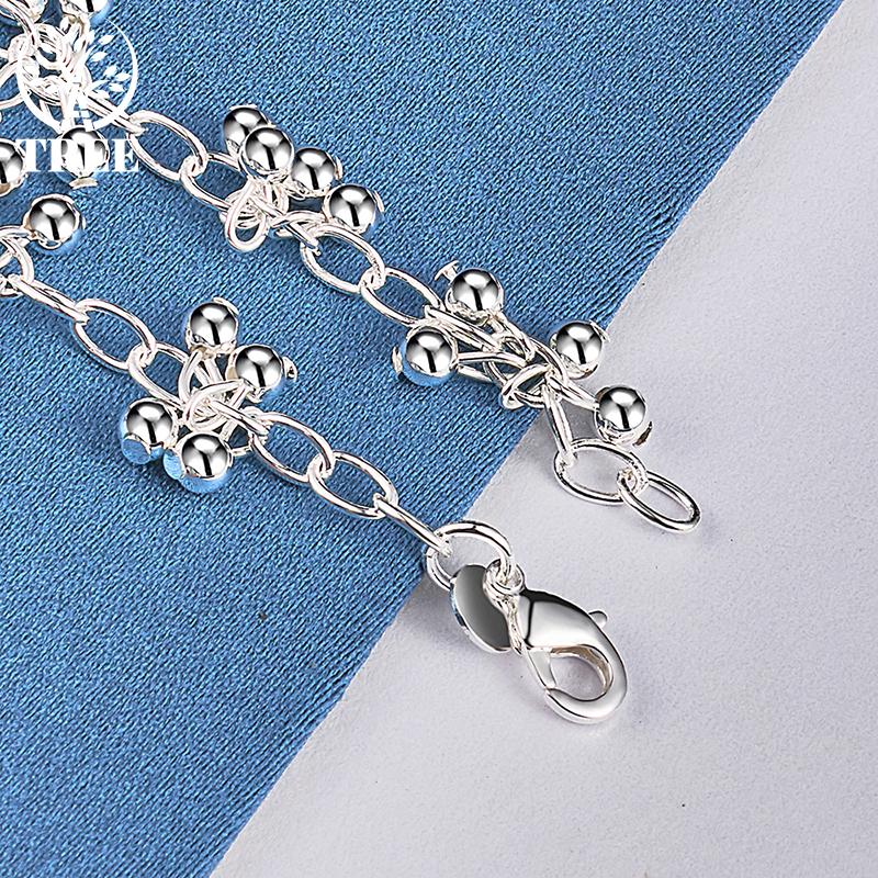 925 Sterling Silver Smooth Bright Bead Ball Chain Bracelet Jewelry