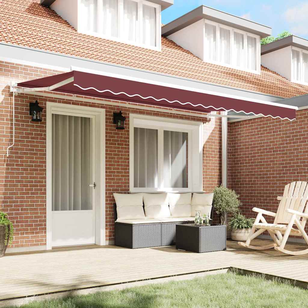 Retractable Awning Frame Burgundy Red 350 x 200 cm