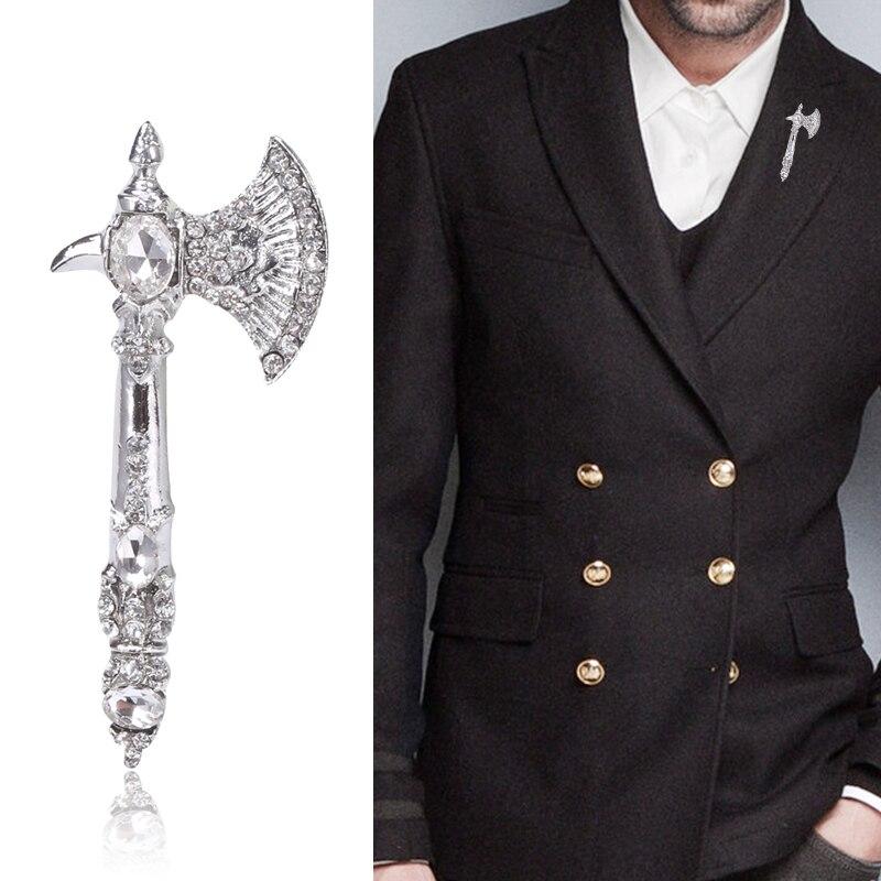 Blucome Kreatywna Broszka w Kształcie Siekiery Emaliowana Srebrny Kolor Biżuteria Kobiety Dziewczyna Odzież Szalik Kapelusz Torba Przypinka Akcesoria