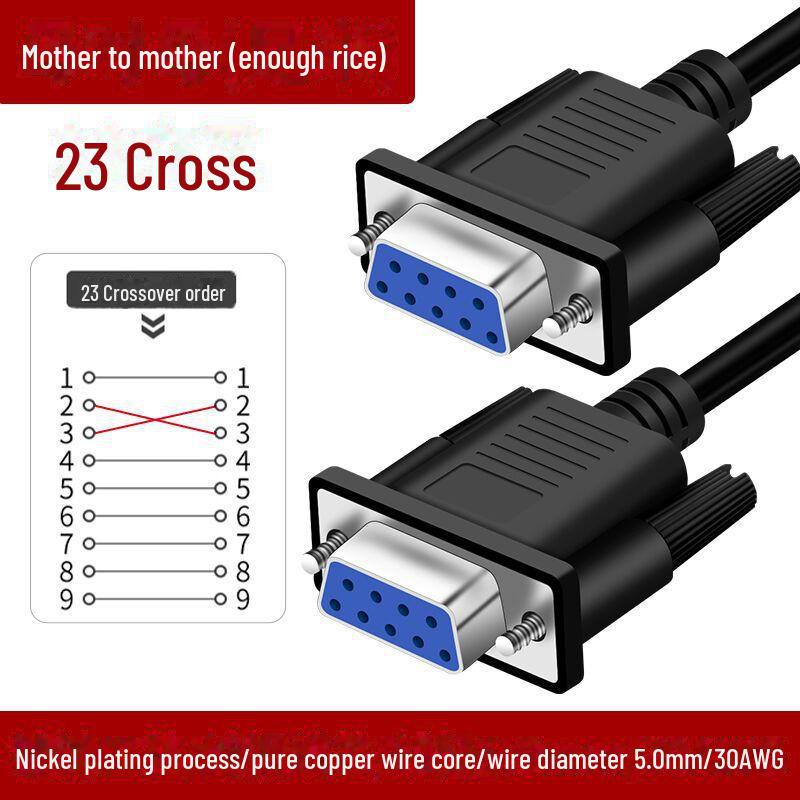 Cablu Serial DB9 Cupru Pur RS232, Mascul-la-Mascul și Femelă-la-Femelă, Conector Mașină de Gravat în Cruce, Miez cu Nouă Pini.