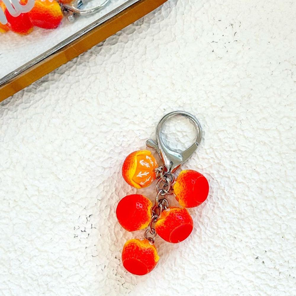 Handmade Style Berry Bag Charm Chunky Beads Resin Key Ring Red Fruit Key Chain Backpack Decor