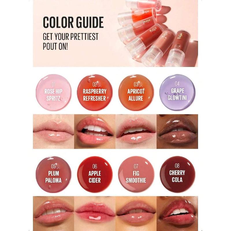 Kaja Dewy Bar - Creamy Multi - Stick Blusher & Lip Balm 03 Peach Cobbler 10g+ Juicy Glass Lip Oil 05 Plum Paloma Bundle, Sheer To Medium Buildable