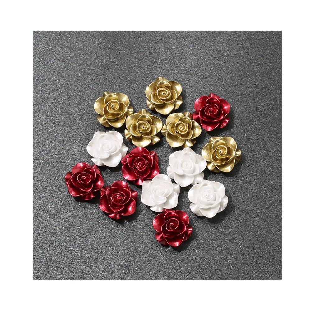 Vintage Colorful Rose Resin Accessories Flat Back Cabochon Flower Crafts for DIY Jewelry Making Accessories