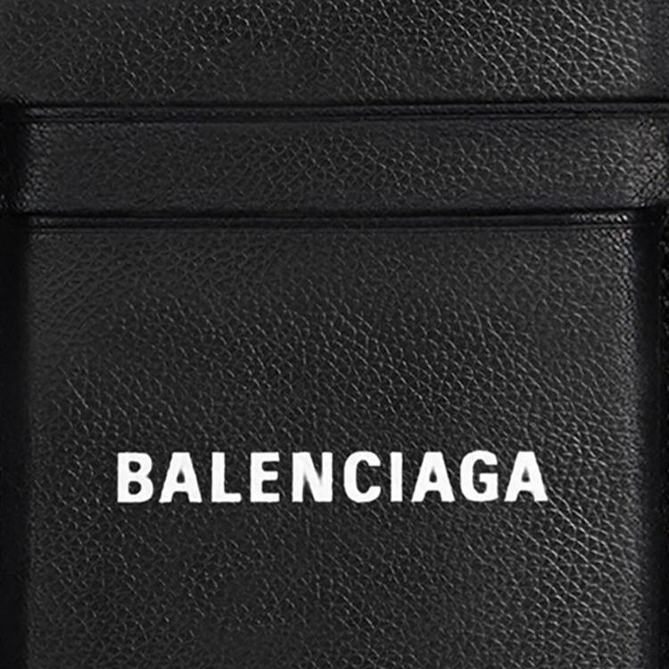 Balenciaga Cash Magnet Magnetic Lychee Grain Leather Card Holder Unisex Accessories Black 6758352102T1090