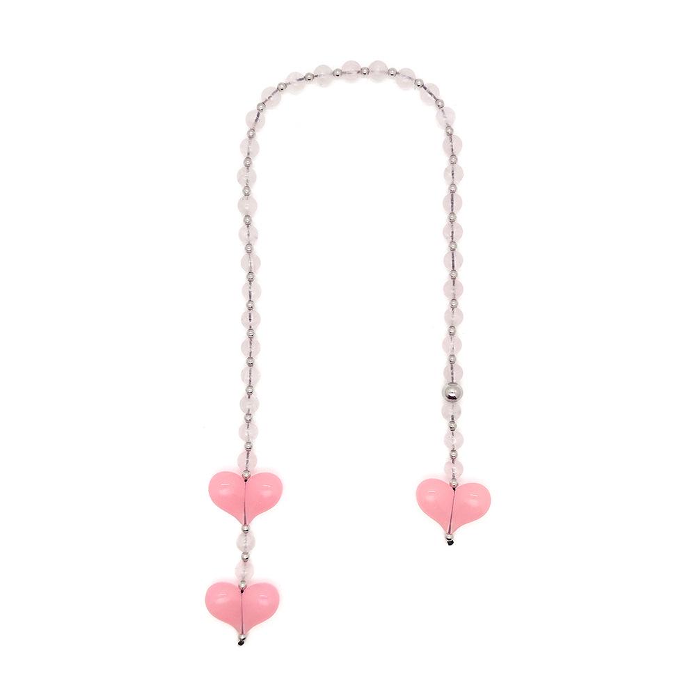 Handmade Woven Acrylic Beaded Heart Pendant: Stylish Versatile Bag Charm