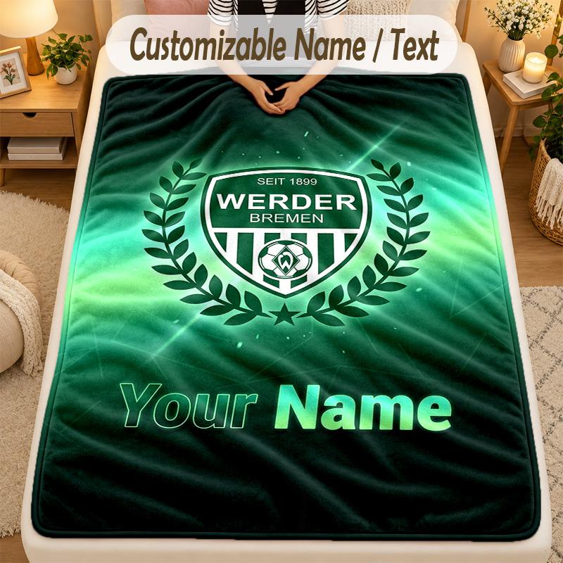 Flannel BlanketWerder Bremen FC Custom Name Text Personalized Soft Warm Throw Blanket Home Decor Gift