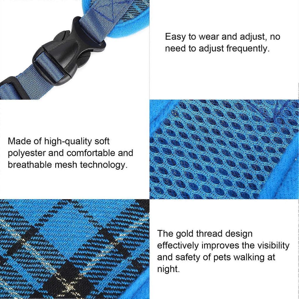 Breathable Blue Dog Harness Vest Soft Mesh Leash Small Size S