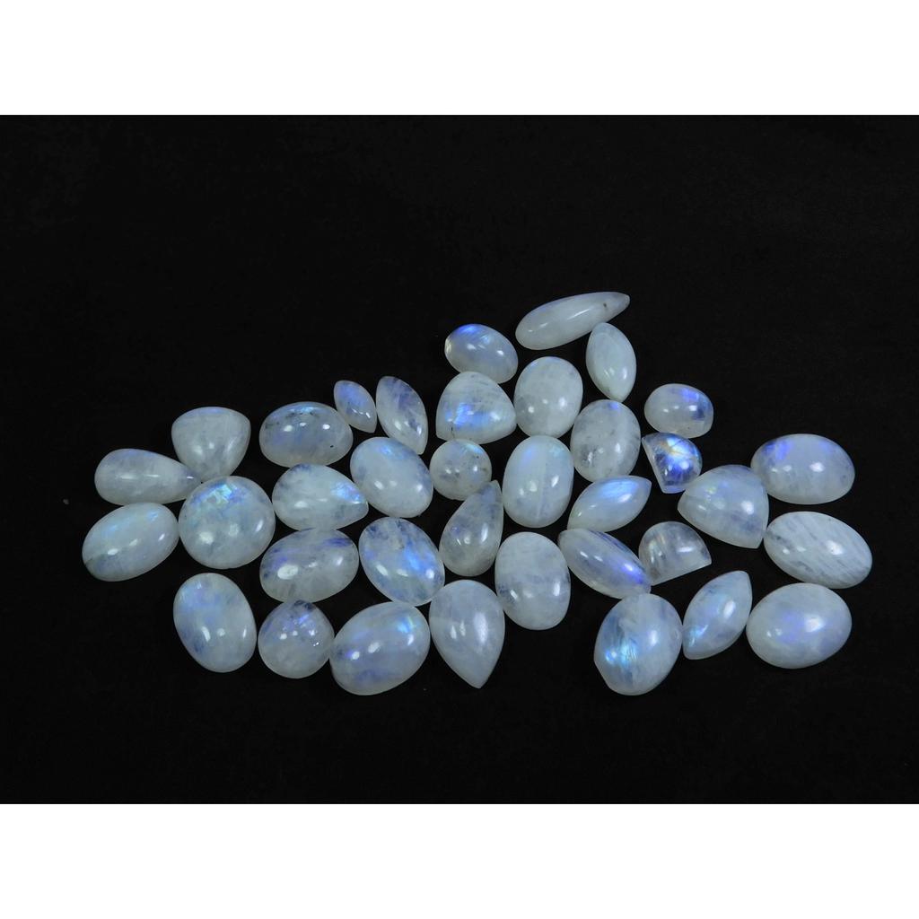 07X09-12X16MM Naturalny Mieszany Kaboszon z Kamienia Księżycowego w Kolorach Tęczy 37szt.. Kamień szlachetny 196 ct. C-35