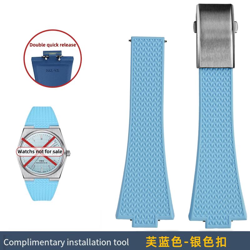 

For 1853 Tissot PRX Fluororubber Strap T137 strap T137.410 T137.407 VITON Watch Band Bracelet 40mm T137407 t137410 Blue strap 27x12mm