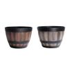 Flowerpot with Built-In Drainage System Rustic Barrel Style Decorative Garden Planter