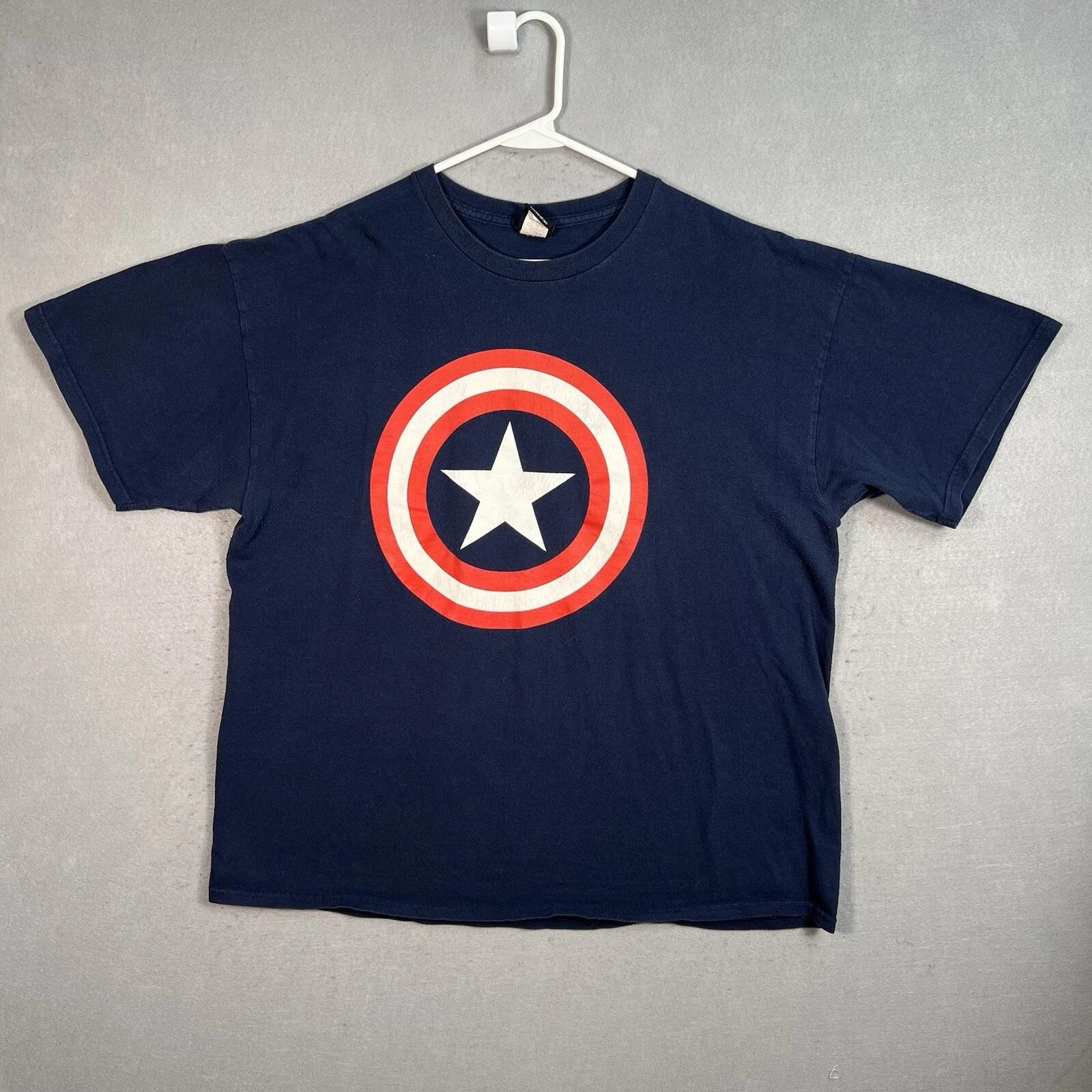 

Marvel Mad Engine Captain America T Shirt Adult XL Blue Movie Comic Mens 2XL