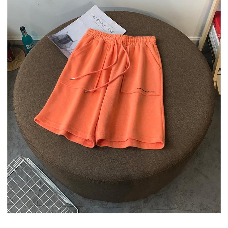 

Летние спортивные шорты повседневные студенческие брюки с высокой талией средней длины для бега свободные укороченные брюки с широкими штанинами 2XL оранжевый