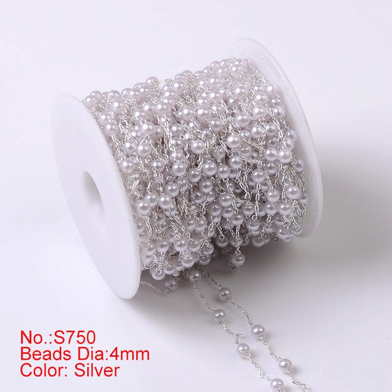 1Meter Beaded Chain Imitation Pearl Chain Copper Necklace Chain Handmade Accessories for Jewelry Making Components Crafts DIY