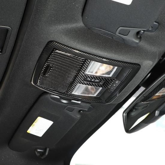 3pcs Roof Reading Light Lamp Cover Trim for Dodge Challenger 2015 + Carbon Fiber