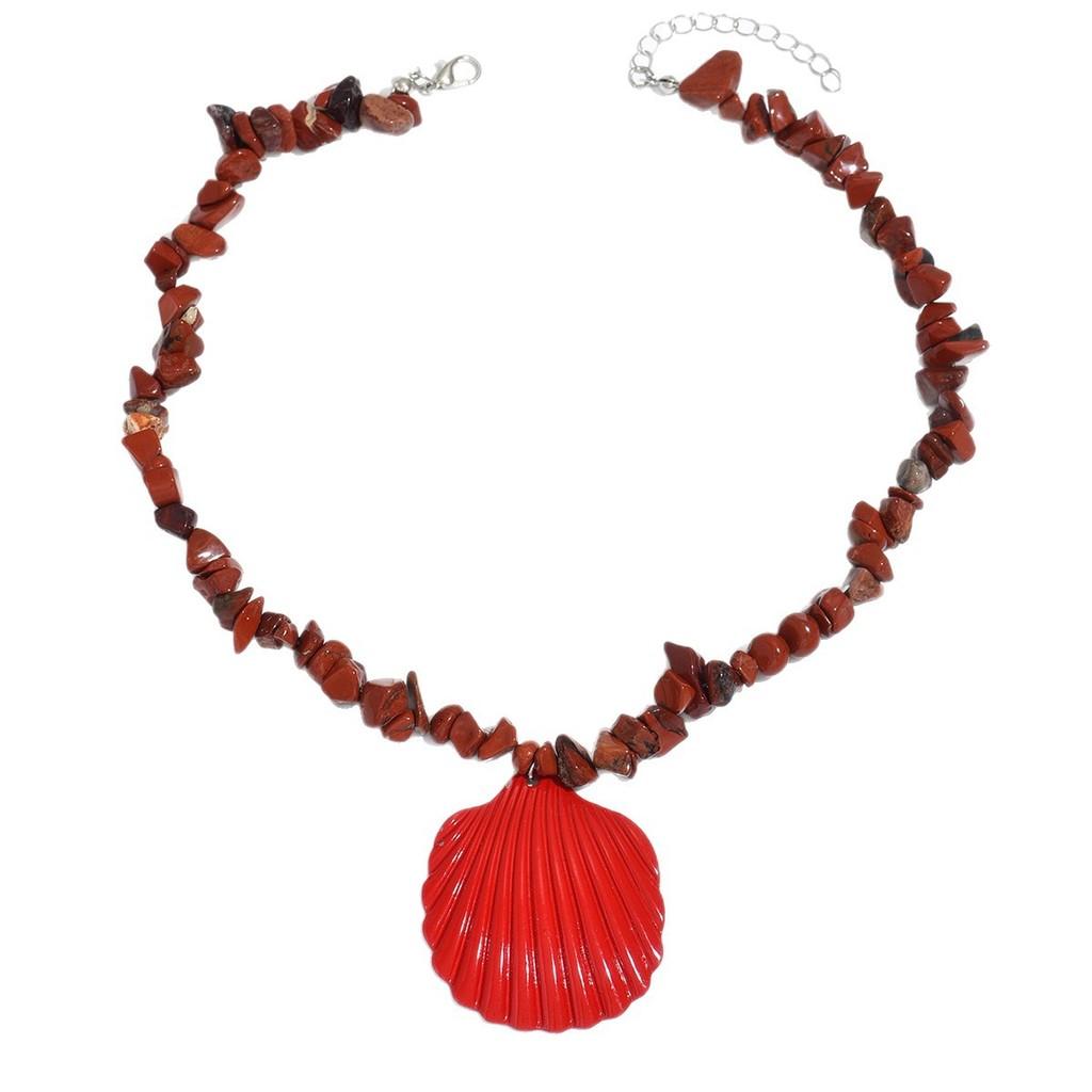 Bohemian Shell Pendant Necklace With Colorful Stones For Women Summer 2025