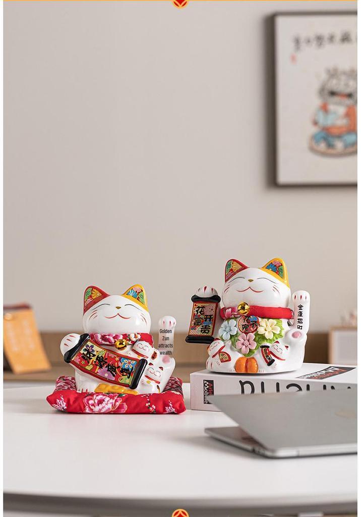 Automatic Waving Lucky Cat Ornament - Prosperity Gift for Home, Shop, or Business Entry