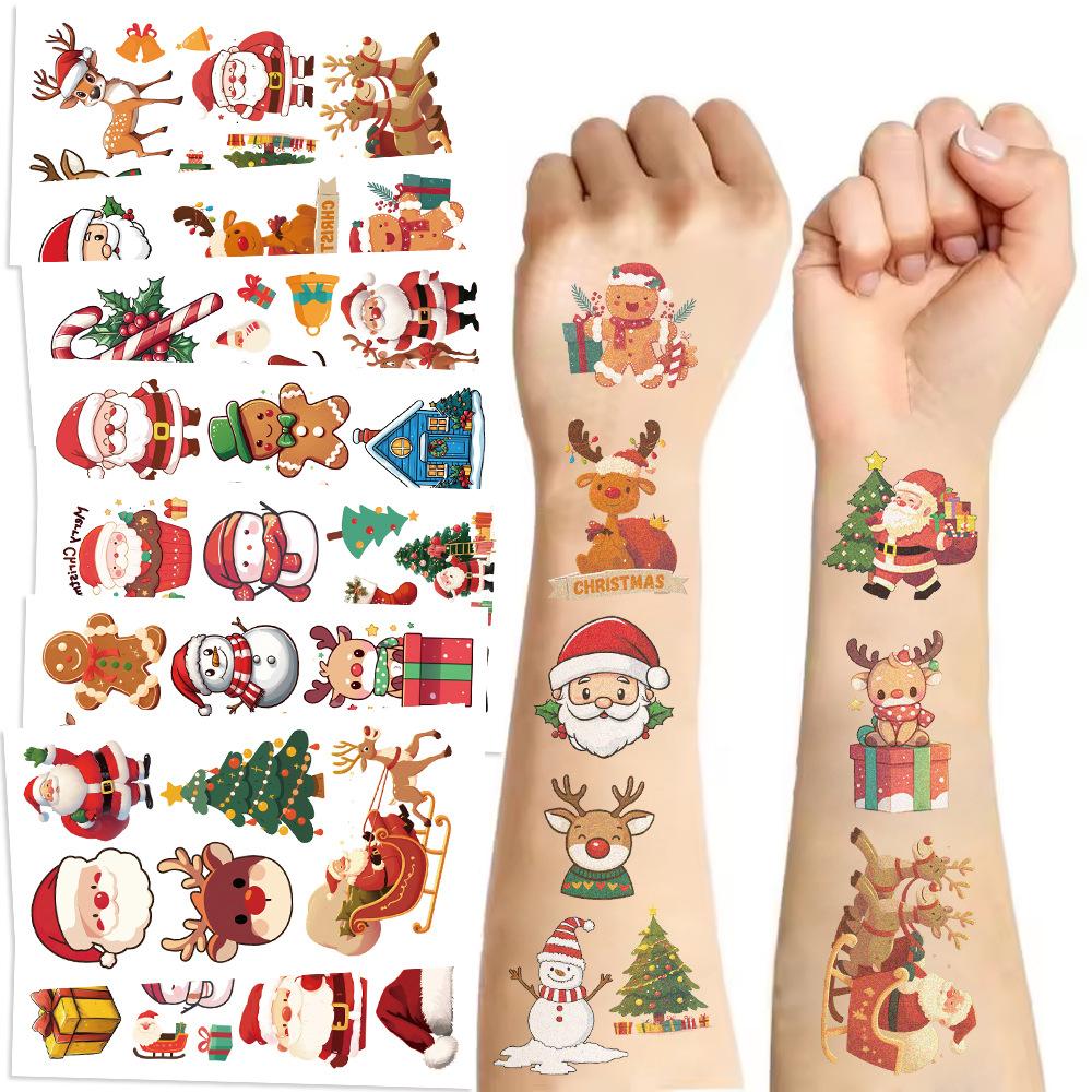Popular Christmas Tattoo Stickers Waterproof Holiday Party Party Children's Disposable Tattoo Stickers