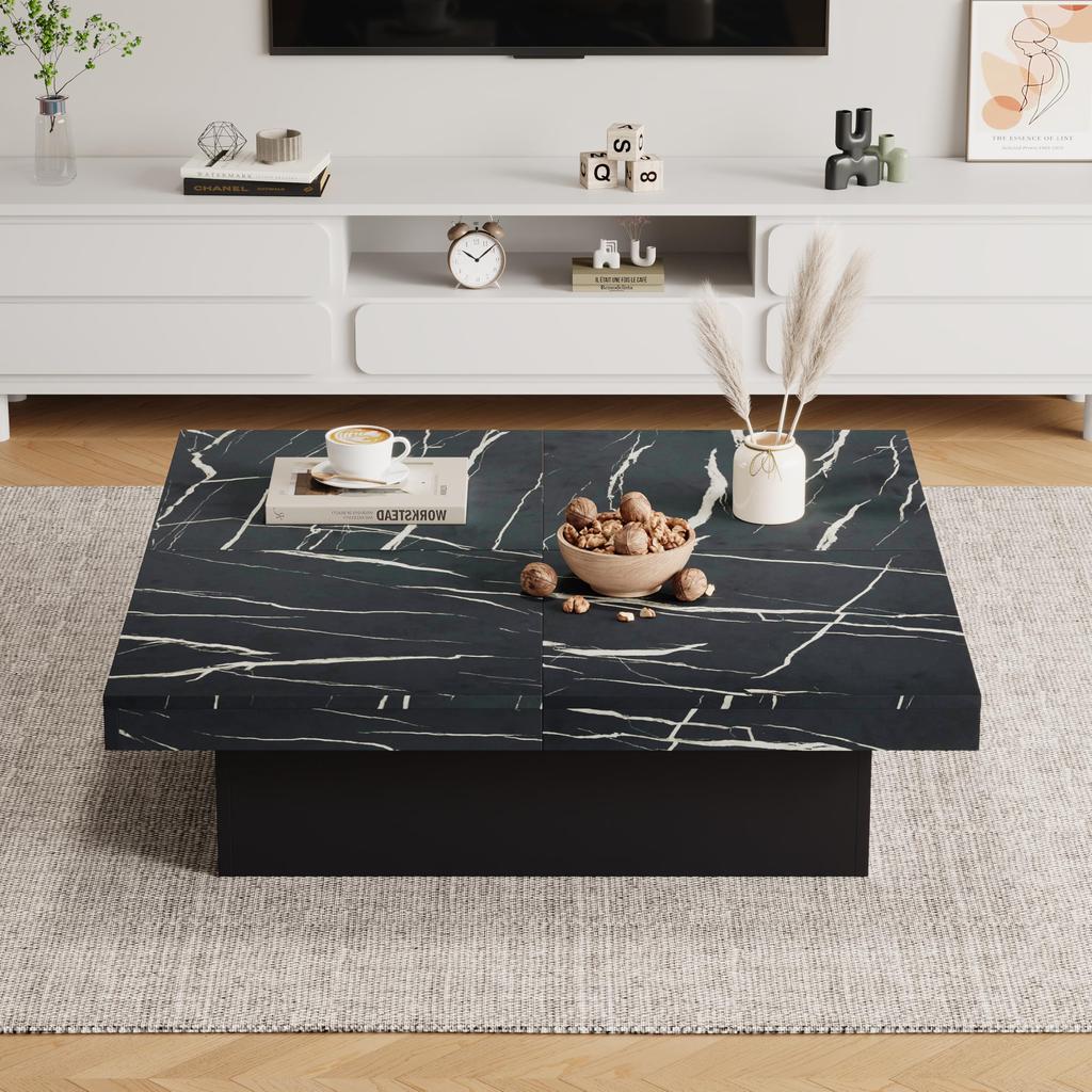 Coffee Table Sliding Tabletop, Modern Hidden Storage Compartment, Creative Sofa Table Coffee Table, Center Table Home Office, Black