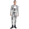 One-Piece Outer Space Costume for Men M-3XL: Easy Wear Long Sleeve Jumpsuit, Combines Cute & Robotic Styles for Photos