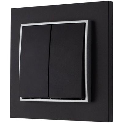 Double Switch with Frame Karlik Mini, Matt Black/silver