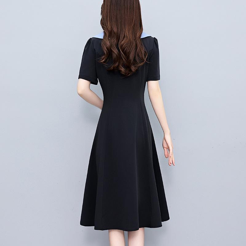 Casual Plus Size Color Block Patchwork Mid-Length Summer Dress - Slimming, Short Sleeve