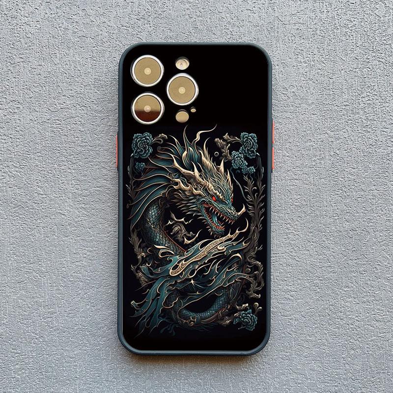 Dragon Totem Phone Case For iPhone 16 13 12 11 15 14 Pro Max 14Plus XS X XR 13 Mini 7 8 Plus SE2 Vintage Dragon Shockproof Cover