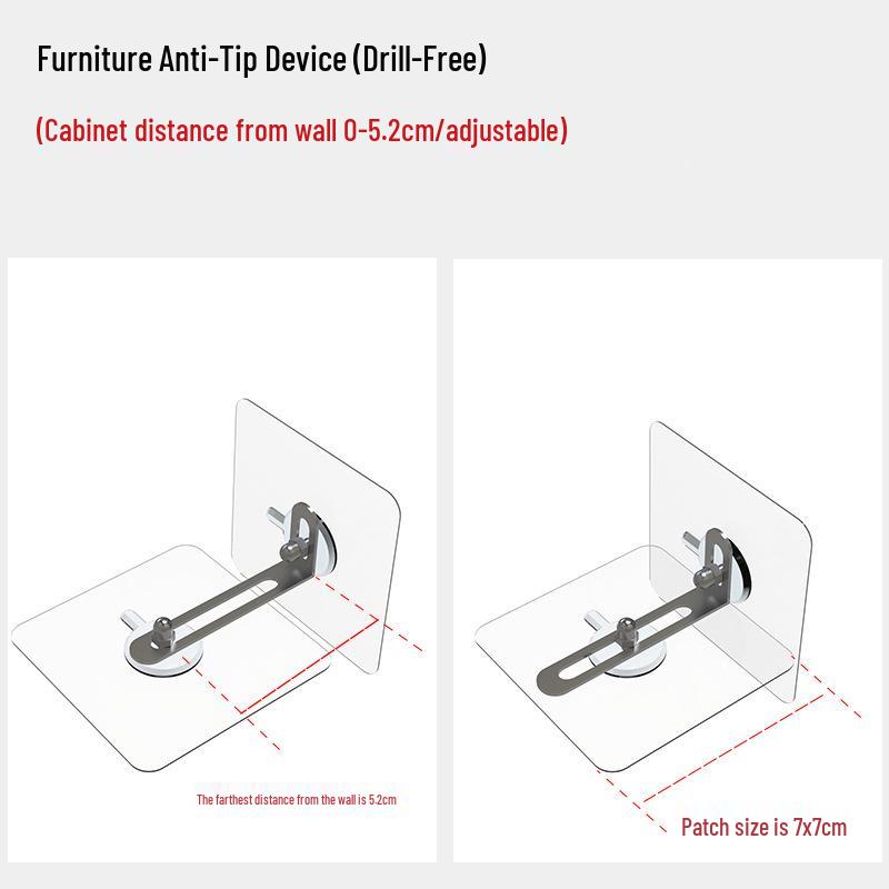 Punch-Free Safety Lock: Anti-Tip Device for Cabinets, Wardrobes, and Bookshelves.