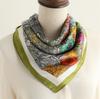 New Colored Flower Silk Scarf Sunscreen Shawl Sweet and Fresh Scarf Imitation Silk 71cm Square Scarf Professional Scarf Women