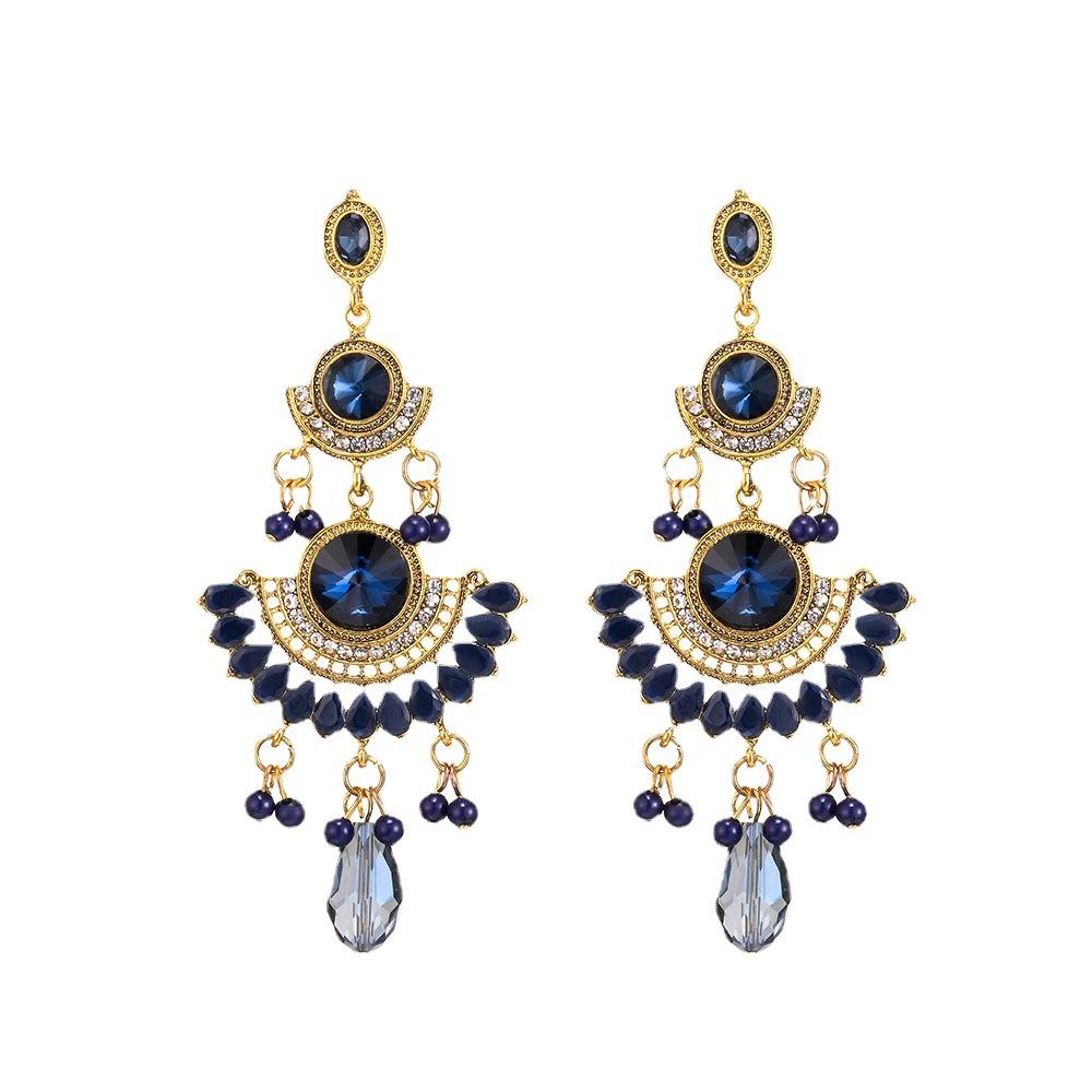 Retro Tassel Earrings Rhinestone Ear Drop Jewelry Ethnic Bride Accessories