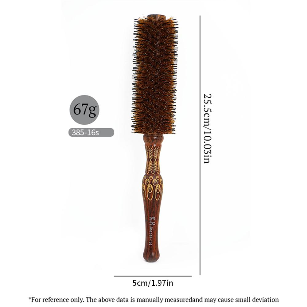 Natural Wooden Bristle Hair Round Brush Hair Roller Brush Hairdressing Anti Static Professional Barber Hair Comb Styling Tools