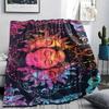 1PC Sun and Moon Print Flannel Blanket, High quality All Seasons, Home Decor, Warmth and Comfort, Perfect for Christmas Gifts
