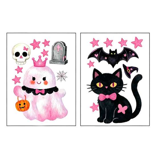 Room Halloween Decorations 2 Sheets Cartoon Ghost Window Cling, Spooky Decorative Glass Clings Sticker, Waterproof Static Decal for Holiday