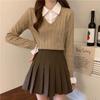 Women's Knitted Sweater Autumn Winter Shirt Collar Sweater Long Sleeved Top Fashion Clothing