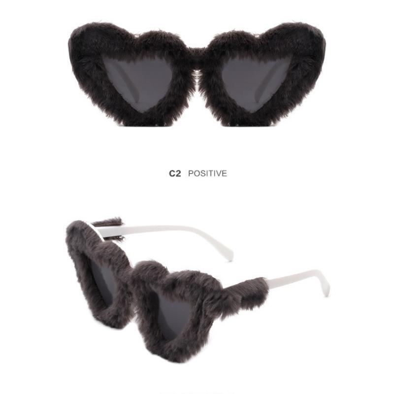 New Fashion Glasses Plush Love Sunglasses Peach Heart Dance Party Funny Heart Sunglasses