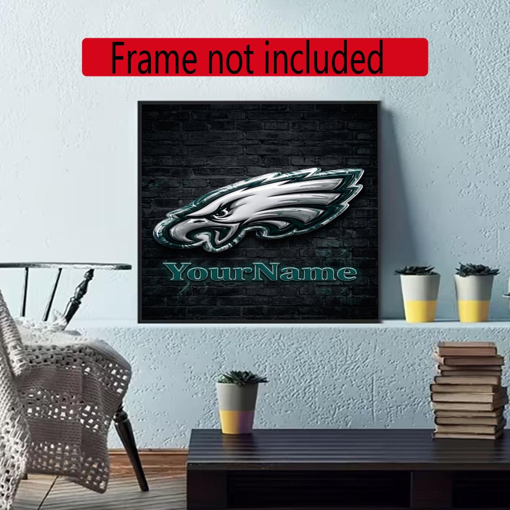 Philadelphia Eagles Customize Your Name Diamond Painting Round Diamond Diy Frameless Holiday Artwork Suitable For Home Office Wall Decoration