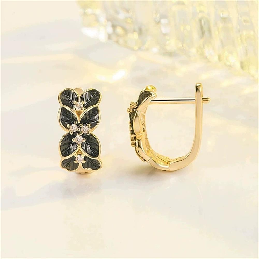Cute Female White Zircon Stone Infinity Hoop Earrings Vintage Fashion Gold Color Wedding For Women