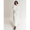 Elegant Solid Ribbed Knitted Maxi Dress Women Slim Casual Waistband Round Neck Long Sleeve Lace Up A-line Dresses 2023 Autumn Lady Streetwear Robe