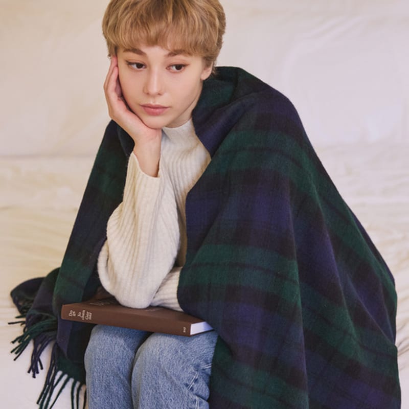 ABRAHAM MOON Merino Wolle Schal 70cm - Black Watch