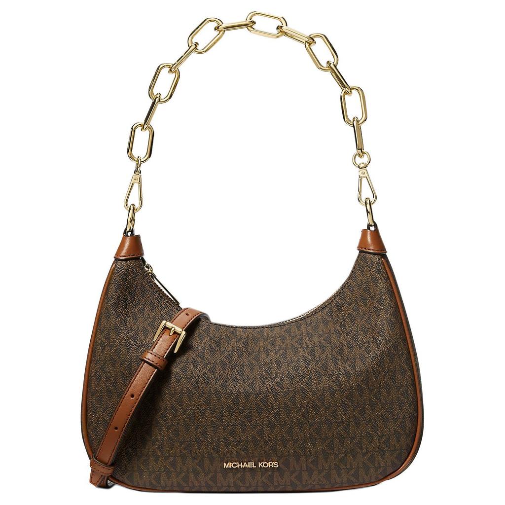 Michael Kors Cora Chain Monogram Classic Commuter Faux Leather Crossbody Shoulder Bag Large Women Bags Dark-Brown Acorn-Brown 35S2G4CW3B-200