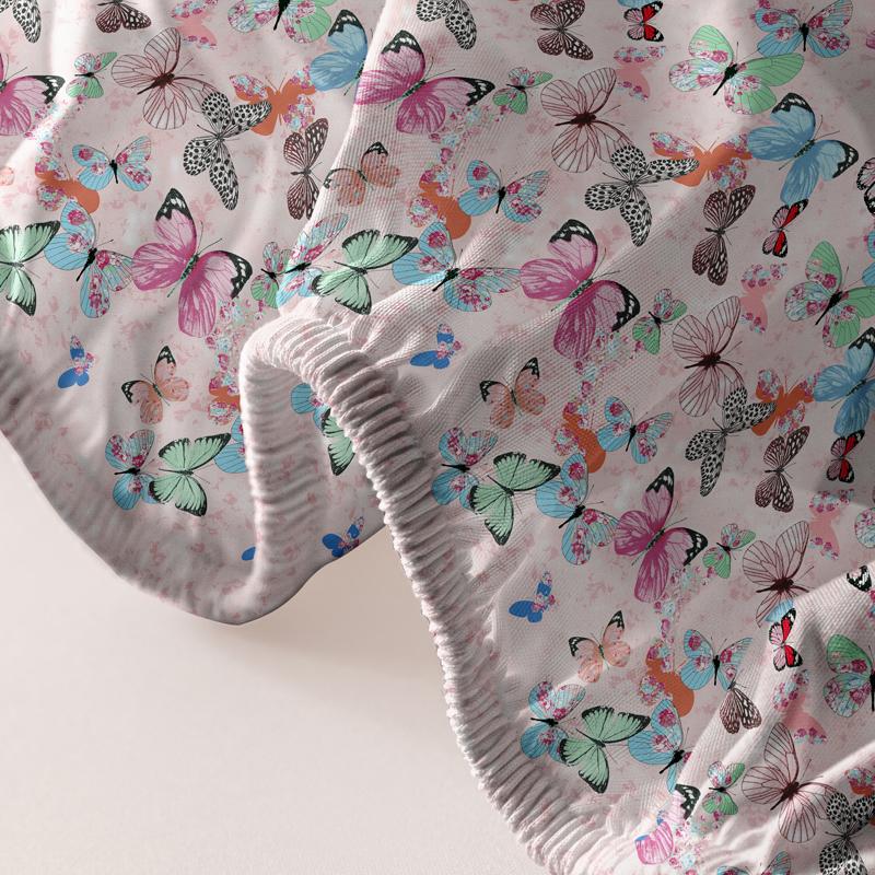 1 Einfaches Modernes Bettlaken mit Matten-Finish und Schmetterlingsdruck, Schlafzimmer-Bettbezug mit Druck, Bettwäsche (Ohne Kissenbezüge)