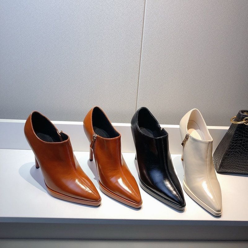 Fashion FHC 2024 New Women High Heeled Naked Boots,Ankle Botas,Autumn Platform Shoes,Pointed Toe,Side Zip,Black,Beige,Brown,Dropship