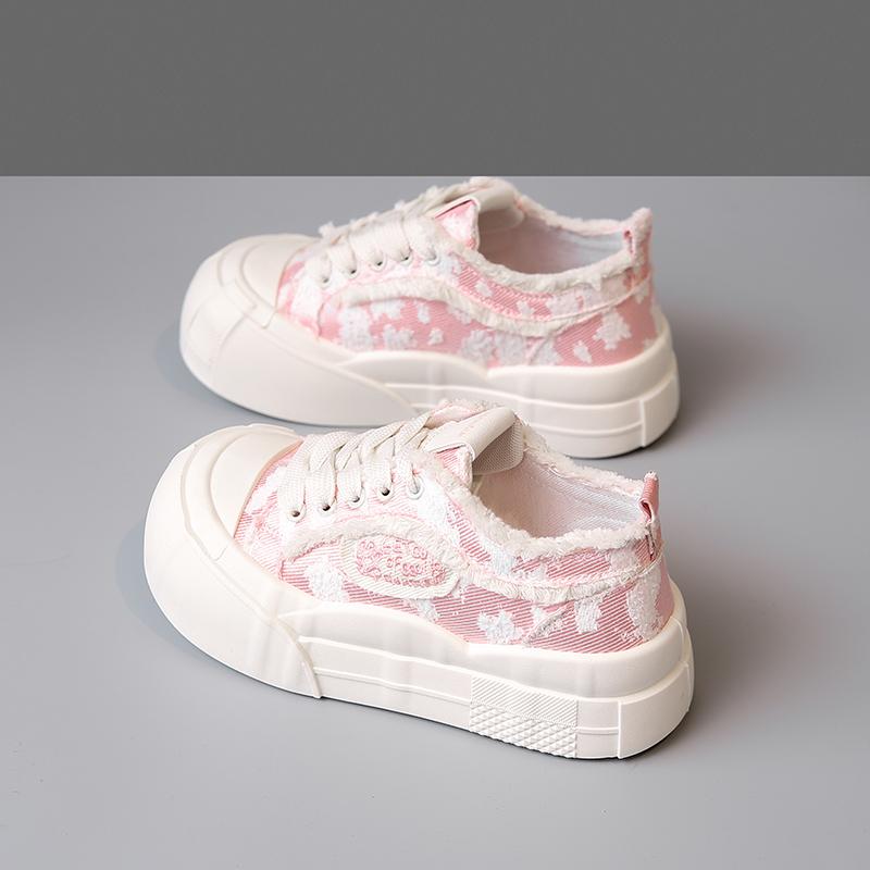 Autumn New Womens Fashion Lace-up Round Toe Color-blocked Thick-soled Womens Vulcanized Shoes Casual Walking Street Canvas Shoes 35 3956₽