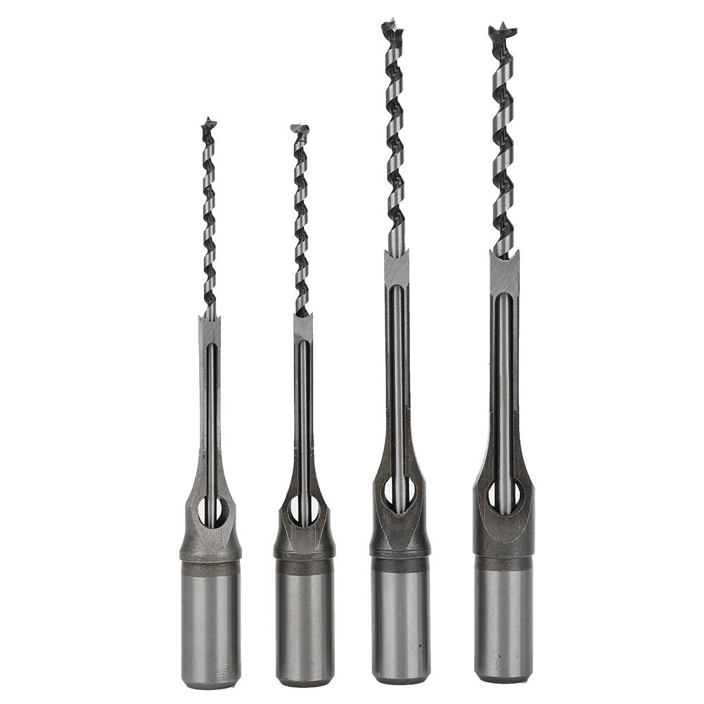 Buy 4Pcs Square Hole Drill Bits Woodworking Bearing Steel Wood Drilling Tools Set 6‑9.5mm at